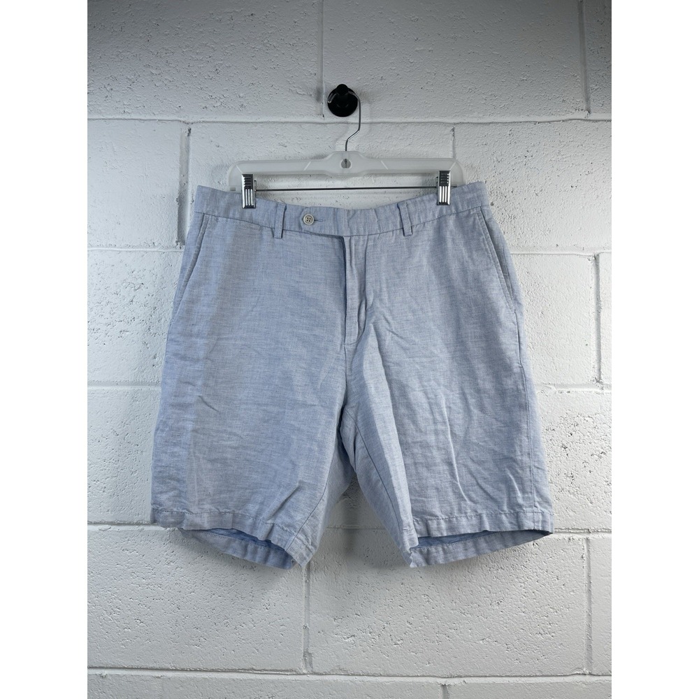 Peter Millar Men's Linen Cotton Blend Light Blue Golf Shorts size 34